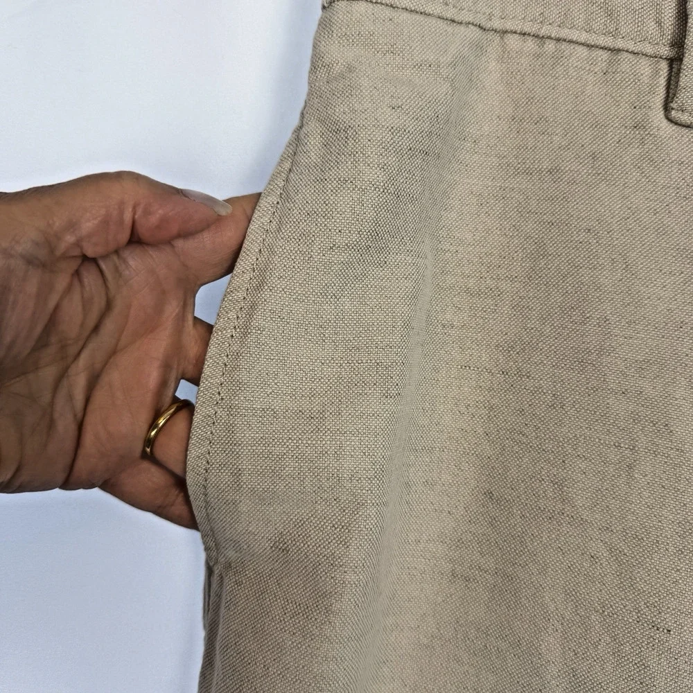 Vintage Linen Blend Pants Mens 36x29 Ivory White Trousers Y2K 90s St Johns Bay